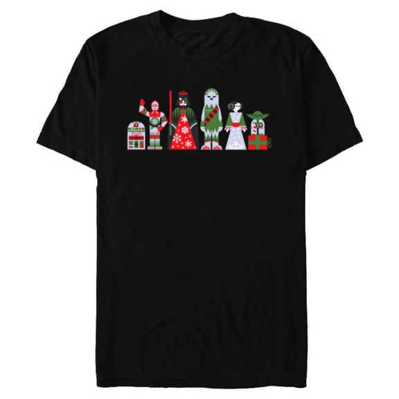 Star Wars Holiday Galactically Festive Christmas Pattern - Short Sleeve Blended T-Shirt for Adults - Customized-Black