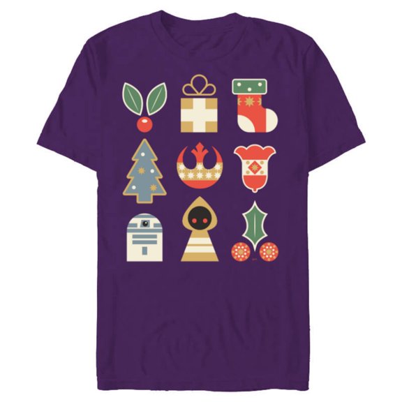 Star Wars Holiday Icons Ugly Christmas Sweater - Short Sleeve Blended T-Shirt for Adults - Customized-Purple