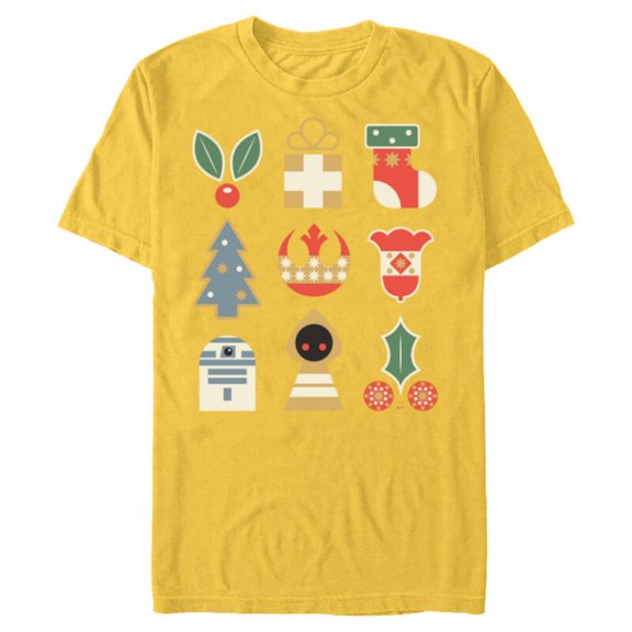 Star Wars Holiday Icons Ugly Christmas Sweater - Short Sleeve Blended T-Shirt for Adults - Customized-Yellow