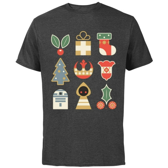 Star Wars Holiday Icons Ugly Christmas Sweater - Short Sleeve Cotton T-Shirt for Adults - Customized-Charcoal