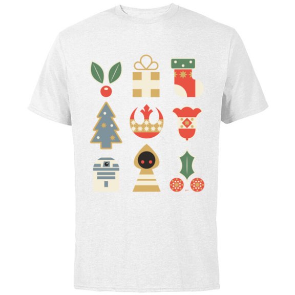 Star Wars Holiday Icons Ugly Christmas Sweater - Short Sleeve Cotton T-Shirt for Adults - Customized-White