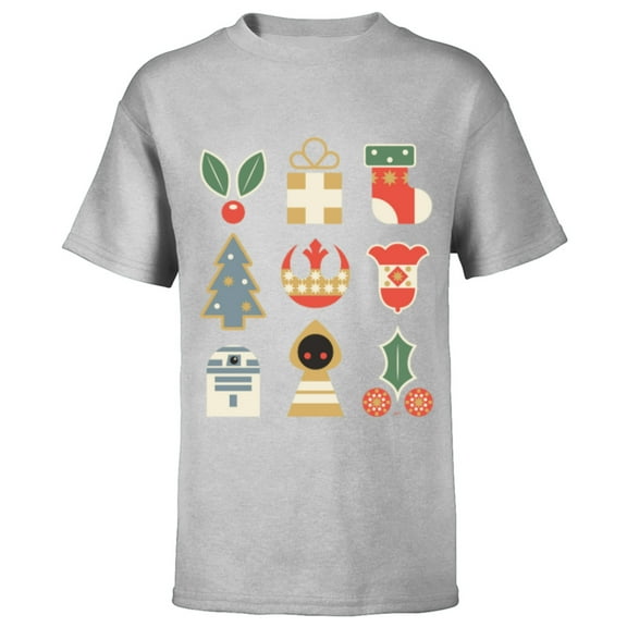 Star Wars Holiday Icons Ugly Christmas Sweater - Short Sleeve T-Shirt for Kids - Customized-Athletic Heather