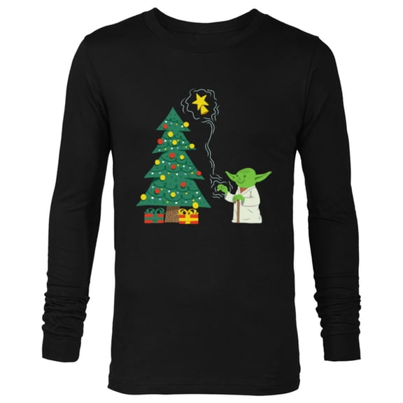 Star Wars Holiday Yoda Decorates Christmas Tree - Long Sleeve T-Shirt for Men -Customized-Black