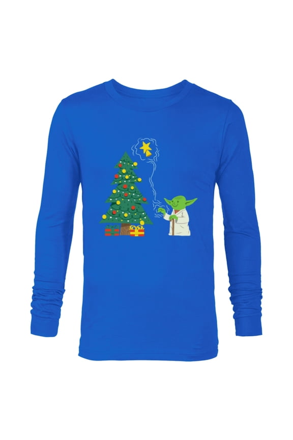 Holiday Yoda Decorates Christmas Tree - Long Sleeve T-Shirt for Men -Customized-Royal