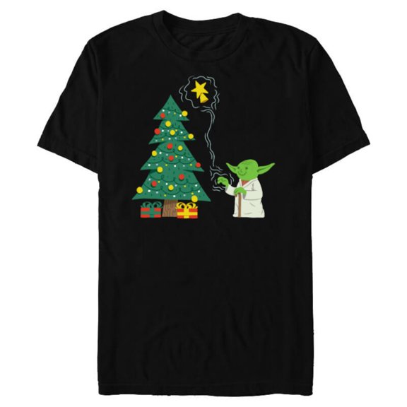 Star Wars Holiday Yoda Decorates Christmas Tree - Short Sleeve Blended T-Shirt for Adults -Customized-Black