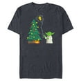 thumbnail image 1 of Star Wars Holiday Yoda Decorates Christmas Tree - Short Sleeve Blended T-Shirt for Adults -Customized-Navy Heather, 1 of 5