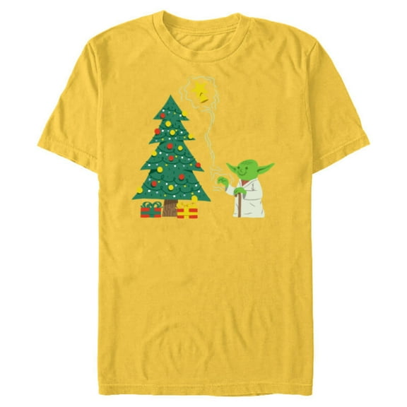 Star Wars Holiday Yoda Decorates Christmas Tree - Short Sleeve Blended T-Shirt for Adults -Customized-Yellow