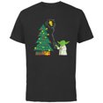 thumbnail image 1 of Star Wars Holiday Yoda Decorates Christmas Tree - Short Sleeve Cotton T-Shirt for Adults -Customized-Black, 1 of 5