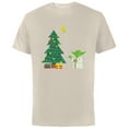 thumbnail image 1 of Star Wars Holiday Yoda Decorates Christmas Tree - Short Sleeve Cotton T-Shirt for Adults -Customized-Natural, 1 of 5