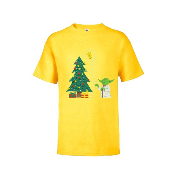 Star Wars Holiday Yoda Decorates Christmas Tree - Short Sleeve T-Shirt for Kids -Customized-Sunflower