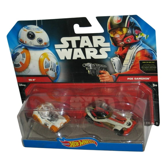 Star Wars Hot Wheels BB-8 & Poe Dameron (2014) Character Cars Vehicle Set 2-Pack - (Cracked Plastic)