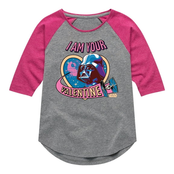 Star Wars - I Am Your Valentine Darth Vader - Toddler And Youth Girls Shirt Tail Raglan