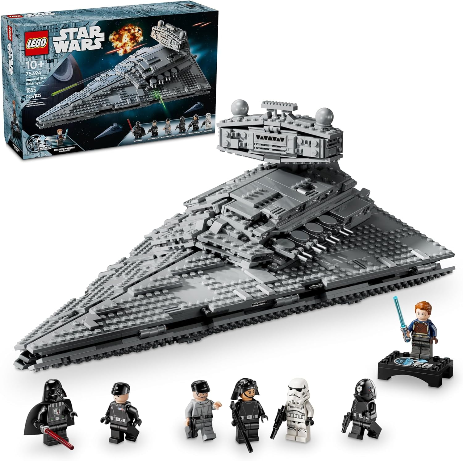 Star Wars Imperial Star Destroyer Buildable Starship Set Star Wars Toy for Kids with Darth Vader 25th Anniversary Minifigure Cal Kestis Star Wars Gift for Boys Girls and Fans 75394