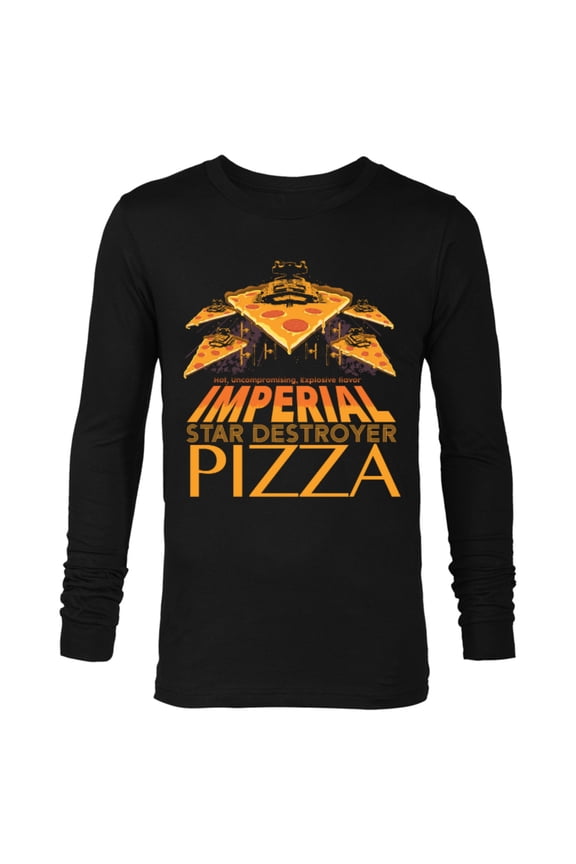 Imperial Star Destroyer Pizza - Long Sleeve T-Shirt for Men - Customized-Black