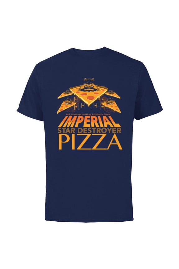 Imperial Star Destroyer Pizza - Short Sleeve Cotton T-Shirt for Adults - Customized-Navy