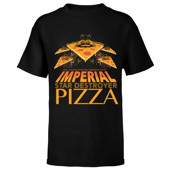 Star Wars Imperial Star Destroyer Pizza - Short Sleeve T-Shirt for Kids - Customized-Black