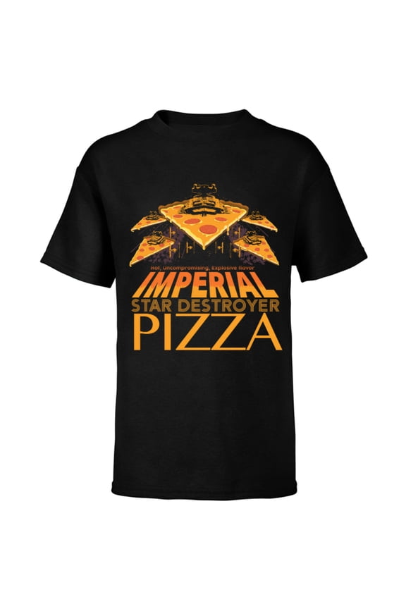 Imperial Star Destroyer Pizza - Short Sleeve T-Shirt for Kids - Customized-Black