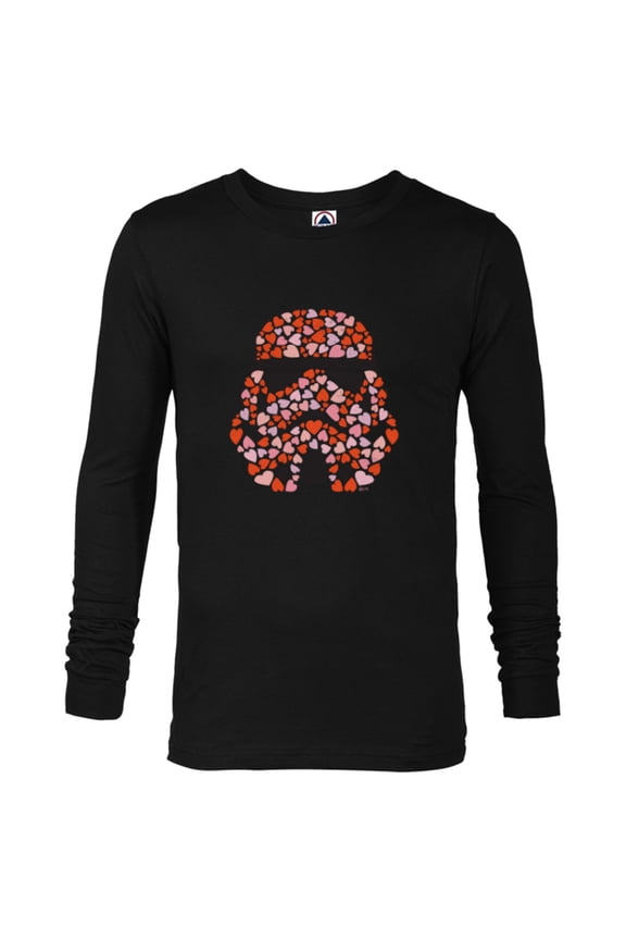 Imperial Stormtrooper Helmet Valentine Hearts - Long Sleeve T-Shirt for Men - Customized-Black