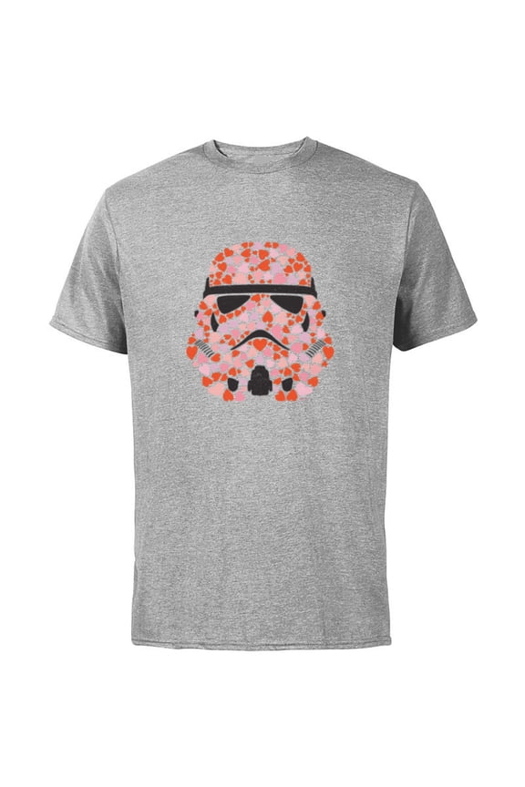 Imperial Stormtrooper Helmet Valentine Hearts - Short Sleeve Cotton T-Shirt for Adults - Customized-Athletic Heather