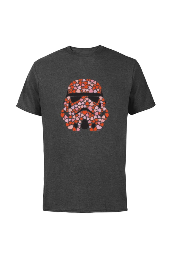 Imperial Stormtrooper Helmet Valentine Hearts - Short Sleeve Cotton T-Shirt for Adults - Customized-Charcoal