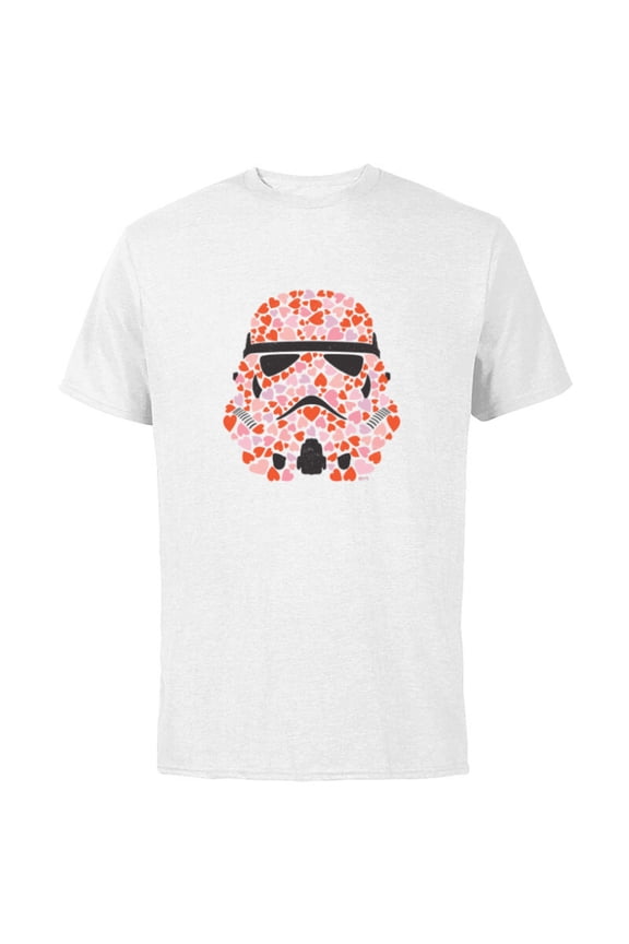 Imperial Stormtrooper Helmet Valentine Hearts - Short Sleeve Cotton T-Shirt for Adults - Customized-White