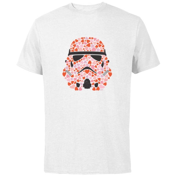 Star Wars Imperial Stormtrooper Helmet Valentine Hearts - Short Sleeve Cotton T-Shirt for Adults - Customized-White