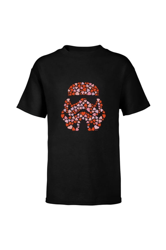 Imperial Stormtrooper Helmet Valentine Hearts - Short Sleeve T-Shirt for Kids - Customized-Black