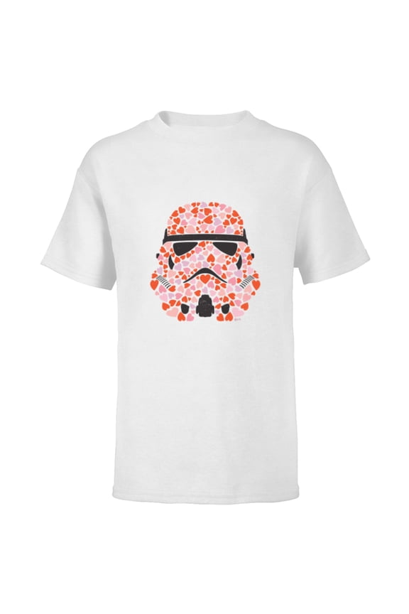 Imperial Stormtrooper Helmet Valentine Hearts - Short Sleeve T-Shirt for Kids - Customized-White