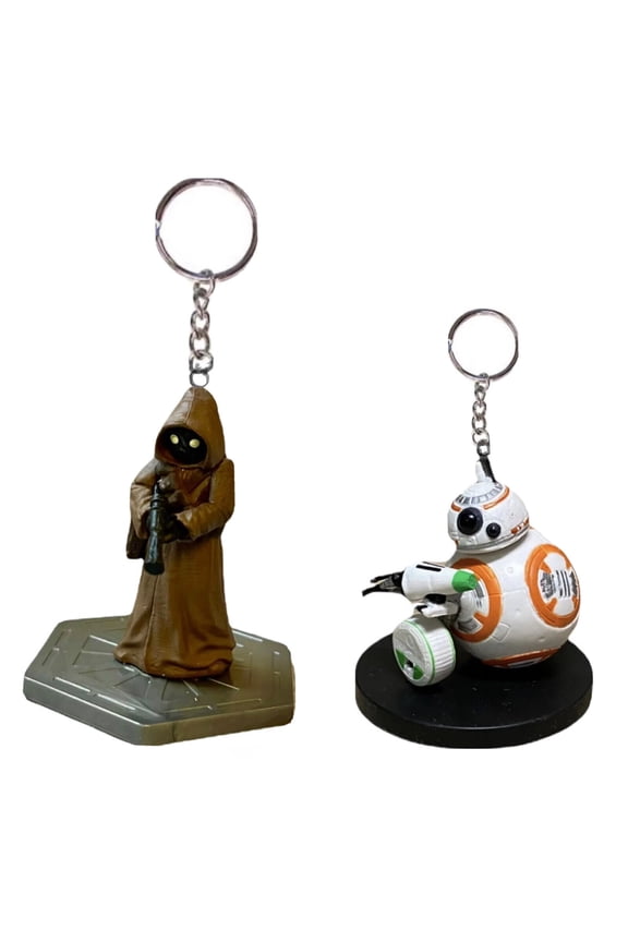 Star Wars Jawa & BB8 Key Ring Keychain Ornament Figure Pvc Charm Scientist Droid New