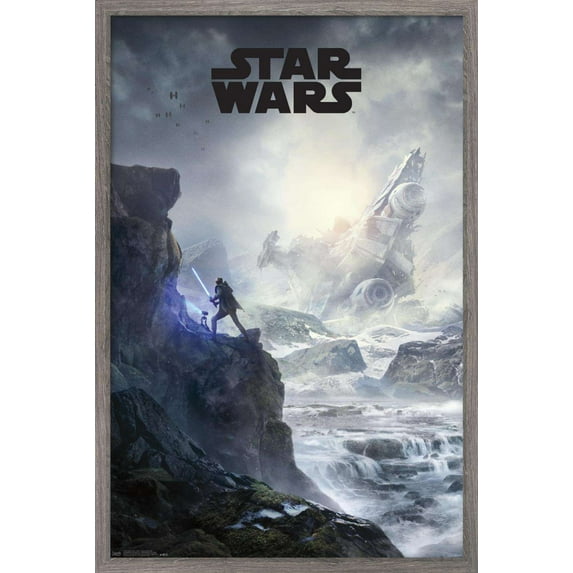 Star Wars: Jedi Fallen Order - Cliffside Key Art Wall Poster, 14.725" x 22.375", Framed