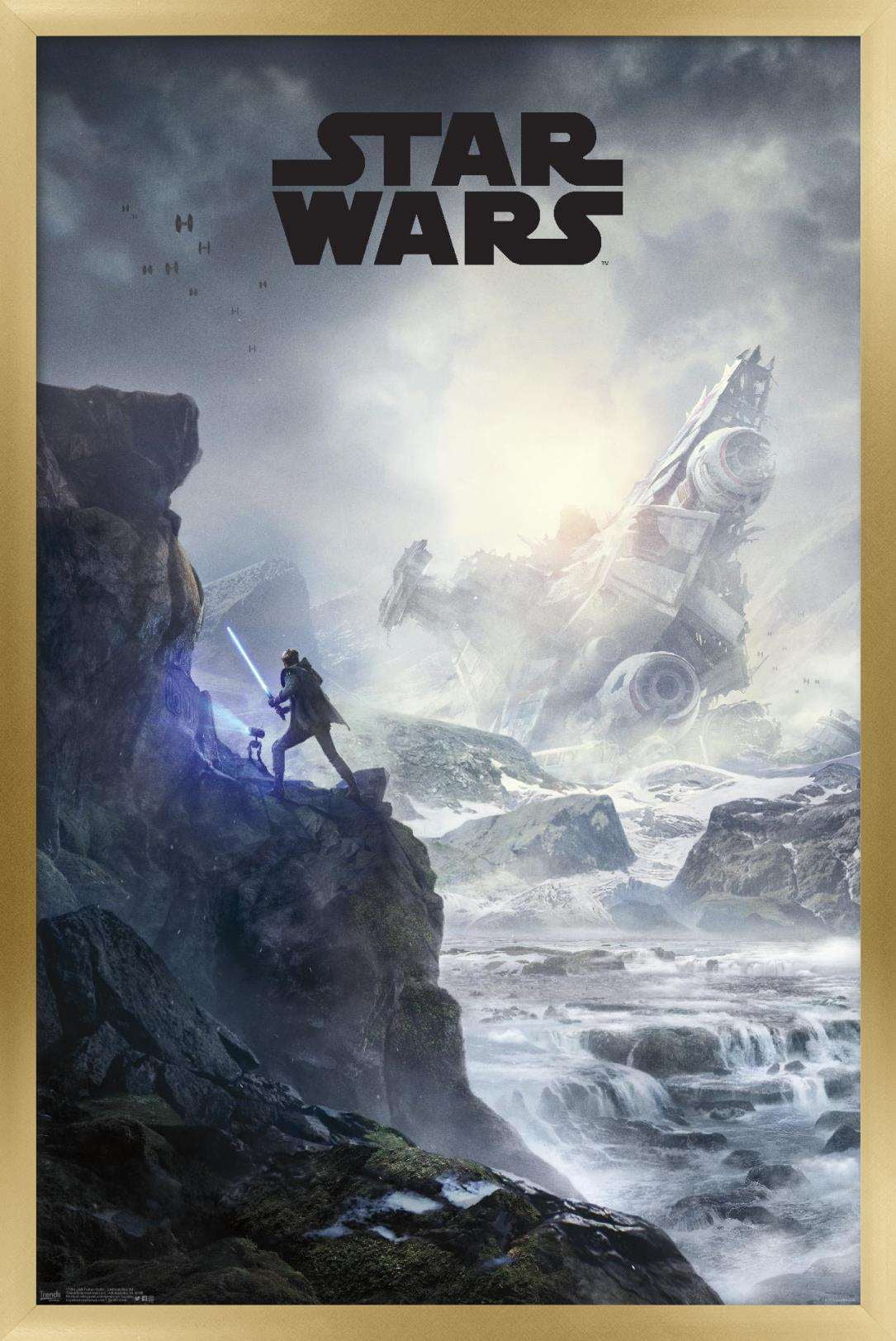 Star Wars: Jedi Fallen Order - Cliffside Key Art Wall Poster, 14.725" x 22.375", Framed