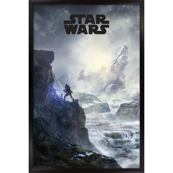 Star Wars: Jedi Fallen Order - Cliffside Key Art Wall Poster, 22.375" x 34", Framed