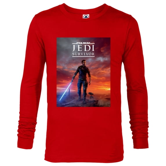 Star Wars Jedi: Survivor Cal Kestis BD-1 Game Poster Art - Long Sleeve T-Shirt for Men - Customized-New Red
