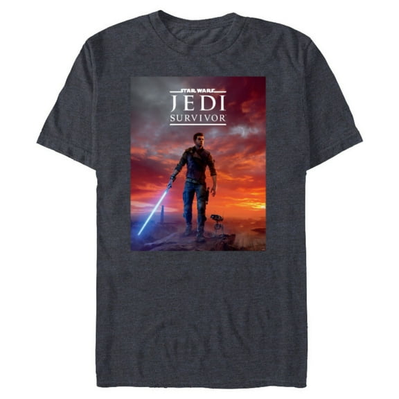 Star Wars Jedi: Survivor Cal Kestis BD-1 Game Poster Art - Short Sleeve Blended T-Shirt for Adults - Customized-Navy Heather