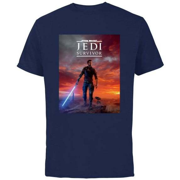 Star Wars Jedi: Survivor Cal Kestis BD-1 Game Poster Art - Short Sleeve Cotton T-Shirt for Adults - Customized-Navy
