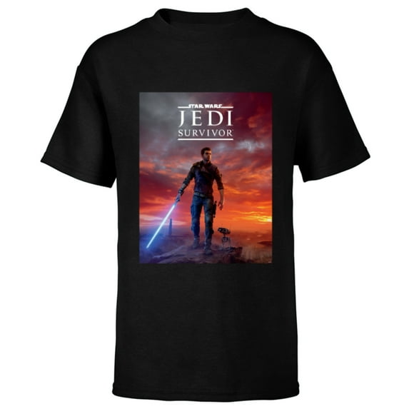 Star Wars Jedi: Survivor Cal Kestis BD-1 Game Poster Art - Short Sleeve T-Shirt for Kids - Customized-Black