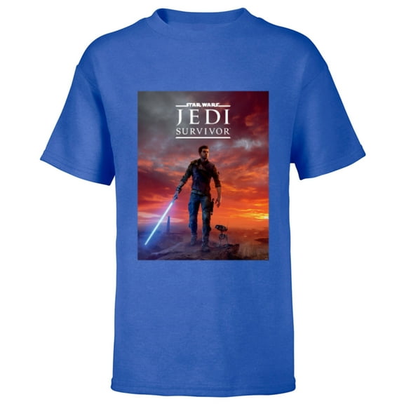 Star Wars Jedi: Survivor Cal Kestis BD-1 Game Poster Art - Short Sleeve T-Shirt for Kids - Customized-Royal