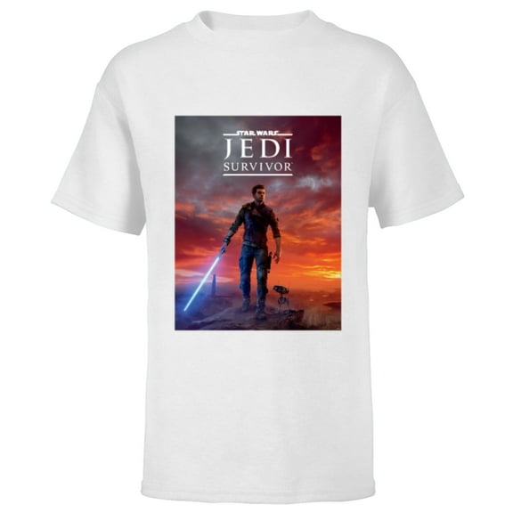 Star Wars Jedi: Survivor Cal Kestis BD-1 Game Poster Art - Short Sleeve T-Shirt for Kids - Customized-White