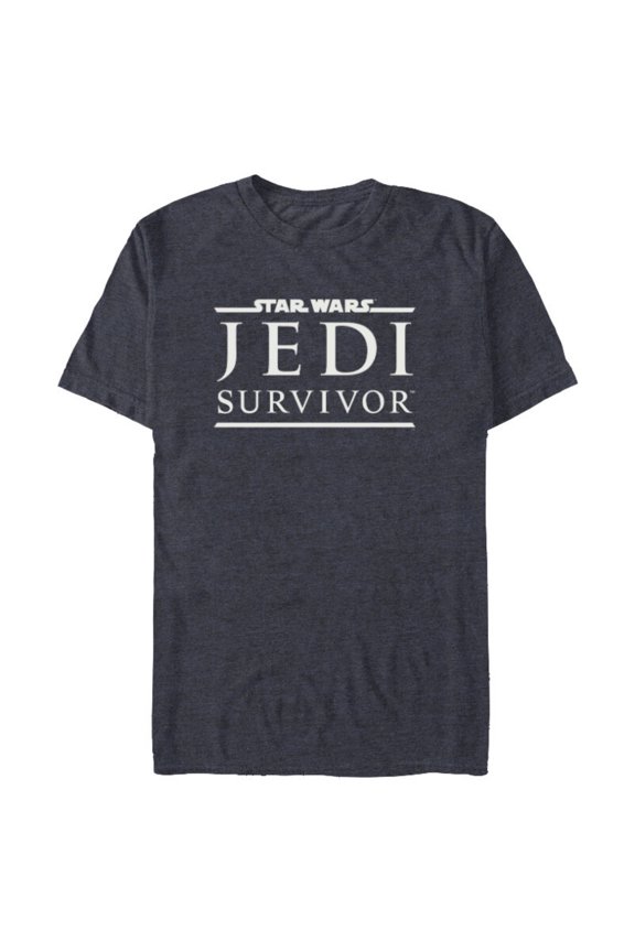 Jedi: Survivor Cal Kestis Game Title Logo - Short Sleeve Blended T-Shirt for Adults - Customized-Navy Heather