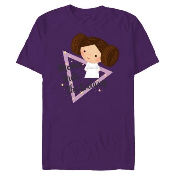 Star Wars Kawaii Princess Leia Moms Rule The Galaxy - Short Sleeve Blended T-Shirt for Adults - Customized-Purple