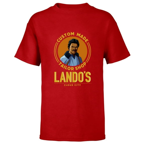 Star Wars Lando’s Cloud City Custom Made Tailor Shop Funny - Short Sleeve T-Shirt for Kids - Customized-Red