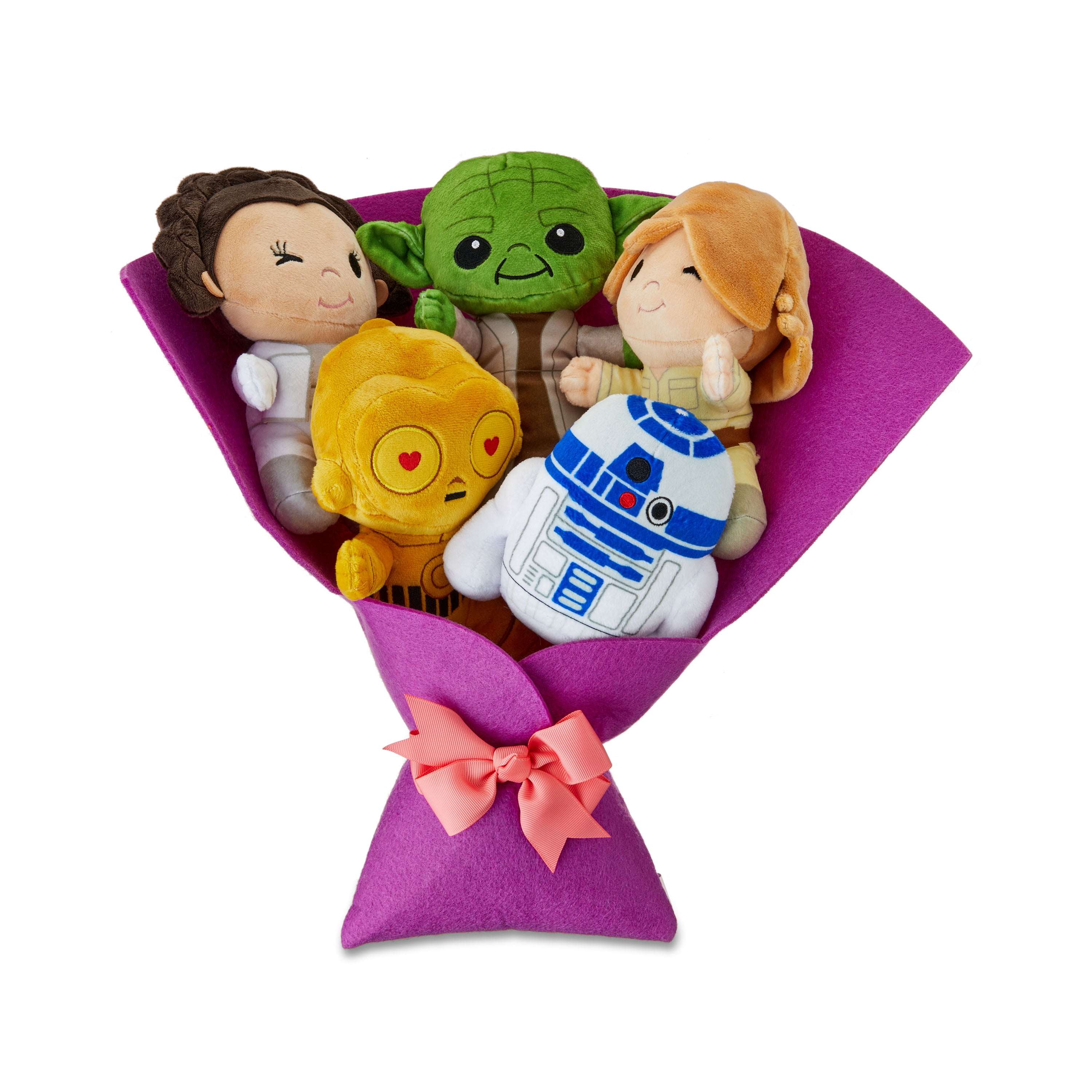 Star Wars Large Plush Valentines Bouquet with Luke Skywalker, Princess Leia, Yoda, C-3PO, R2-D2