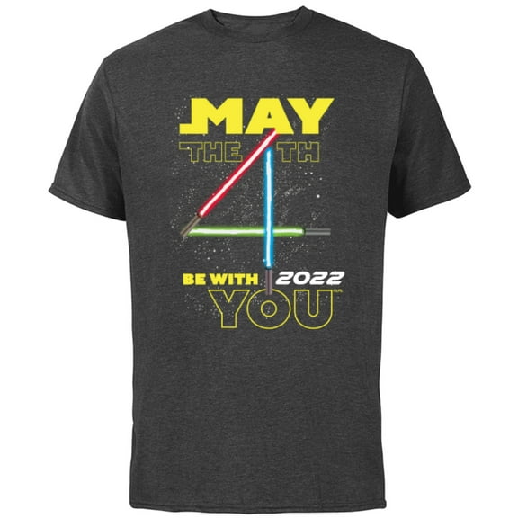 Star Wars Lightsabers May The 4th Be With You 2022 - Short Sleeve Cotton T-Shirt for Adults - Customized-Charcoal