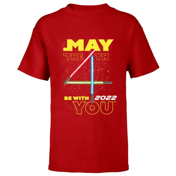 Star Wars Lightsabers May The 4th Be With You 2022 - Short Sleeve T-Shirt for Kids - Customized-Red
