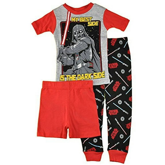 Star Wars Little/Big Boys' My Best Side is The Dark Side Three-Piece Snug Fit Pajama Set (4, Multicolor)