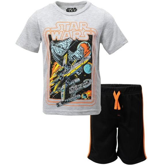 Star Wars Little Boys T-Shirt and Mesh Shorts Outfit Set Little Kid to Big Kid