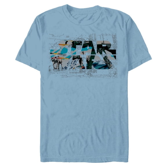 Star Wars Logo AT-AT Walker Battle - Short Sleeve Blended T-Shirt for Adults - Customized-Ocean Blue