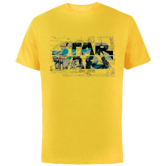 Star Wars Logo AT-AT Walker Battle - Short Sleeve Cotton T-Shirt for Adults - Customized-Yellow