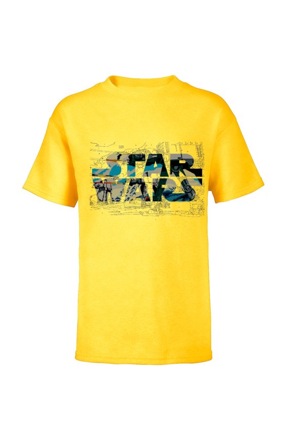 Logo AT-AT Walker Battle - Short Sleeve T-Shirt for Kids - Customized-Yellow