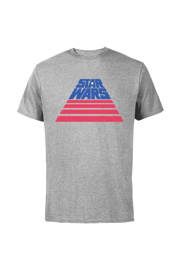 Logo Broad Stripes July 4th Retro - Short Sleeve Cotton T-Shirt for Adults - Customized-Athletic Heather